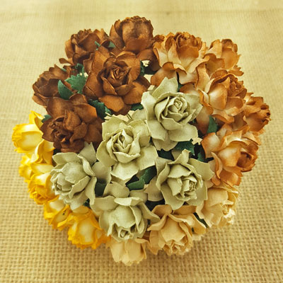 Wild Orchid Craft 25mm Cottage Roses Mixed Earth Tones 