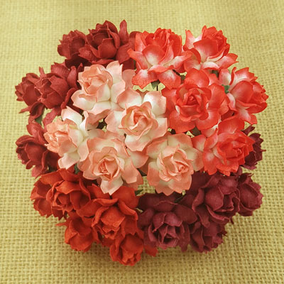 Wild Orchid Craft 25mm Cottage Roses Mixed Red 