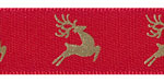 5/8" Reindeer on Red Satin Ribbon