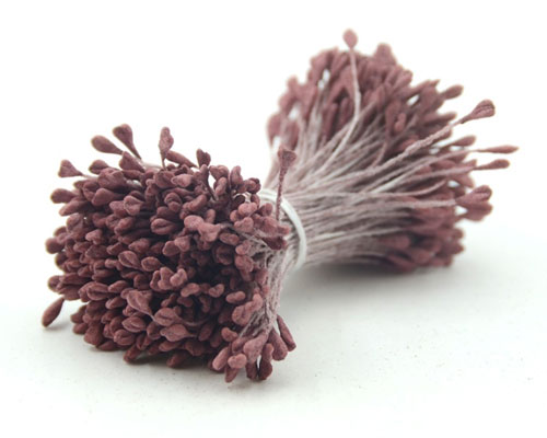 Double Head Flat Mini Stamens Wine Red