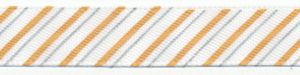 3/8" Diagonal Stripes Light Silver and Old Gold on Satin Ribbon