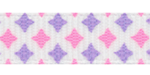 Geranium Pink and Hyacinth Diamond Print Grosgrain