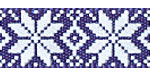 3/8" Fair Isle Print on Ink Blue Satin Ribbon