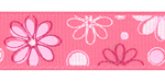 Funky Flowers on Coral Rose Grosgrain