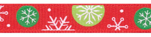 Funky Snowflakes on Poppy Red Grosgrain Ribbon