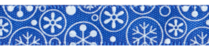 3/8" Funky Snowflakes on Royal Blue SATIN Ribbon