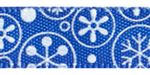 3/8" Funky Snowflakes on Royal Blue SATIN Ribbon