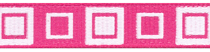 Funky Squares Grosgrain Ribbon Bright Pink