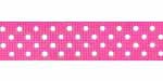 3/8" Swiss Dots Grosgrain Bright Pink