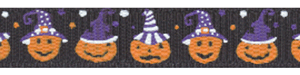 Pumpkins on Black Grosgrain Ribbon