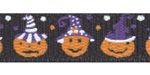 Pumpkins on Black Grosgrain Ribbon