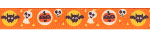 Halloween Bat/Ghost/Pumpkin Print on Tangerine Grosgrain Ribbon SPOOL SALE!