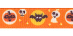 Halloween Bat/Ghost/Pumpkin Print on Tangerine Grosgrain Ribbon