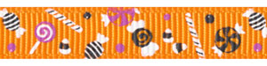 Halloween Candy on Tangerine Grosgrain Ribbon