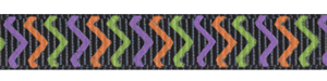 3/8" Halloween Chevron Stripes on Black Grosgrain Ribbon