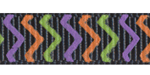 3/8" Halloween Chevron Stripes on Black Grosgrain Ribbon