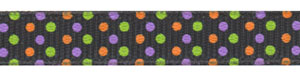 Halloween Confetti Dots on Black Grosgrain Ribbon