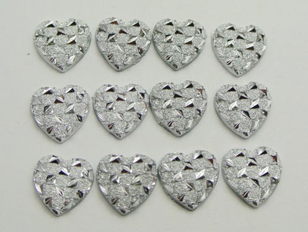 11mm Silver Glitter Stardust Heart Shaped Rhinestones