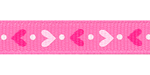 Hearts in Line on Hot Pink Grosgrain Ribbon
