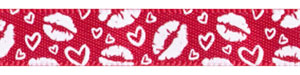 Hearts and Smooches on Red SATIN Ribbon