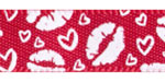 Hearts and Smooches on Red SATIN Ribbon