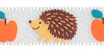 Hedgehogs and Pumpkins on White SATIN Ribbon