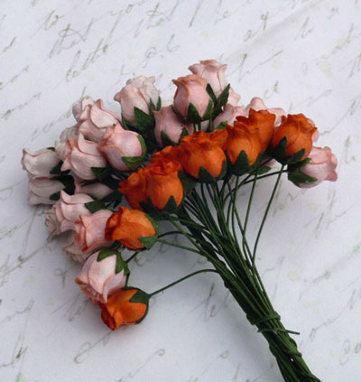 10 x 12 mm Rose Buds Mixed Peach/Orange RESTOCKED!