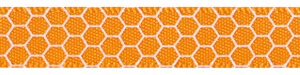 3/8" Honeycomb Print on Tangerine Satin Ribbon