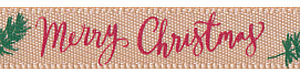 3/8" Merry Christmas on Tan Satin Ribbon