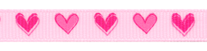 Mixed Pink Hearts on Pearl Pink Grosgrain Ribbon