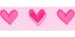 Mixed Pink Hearts on Pearl Pink Grosgrain Ribbon