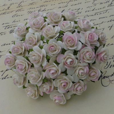 Wild Orchid Crafts Open Roses 2-Tone Ivory/Pale Pink RESTOCKED!