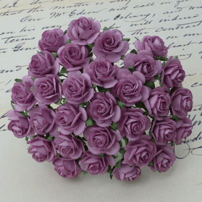 Wild Orchid Crafts Open Roses Dark Lilac