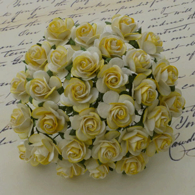 Wild Orchid Crafts Open Roses 2-Tone Yellow