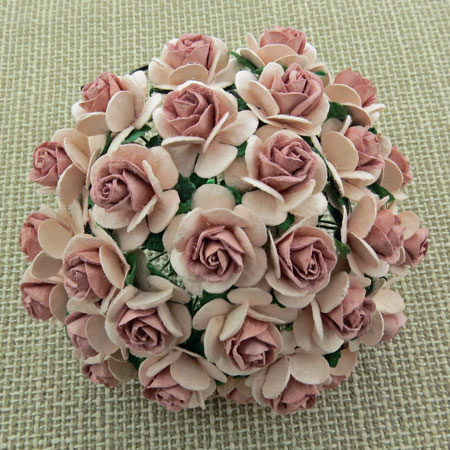 Wild Orchid Crafts Open Roses 2-Tone Pink with Dusky Pink Center