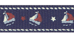 Patriotic Boats on Navy Grosgrain