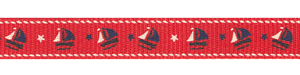 Patriotic Boats on Poppy Red Grosgrain