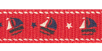 Patriotic Boats on Poppy Red Grosgrain