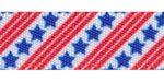 3/8" Patriotic Diagonal Stars and Stripes on Satin Ribbon