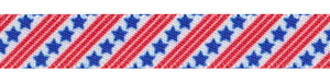 3/8" Patriotic Diagonal Stars and Stripes on Satin Ribbon