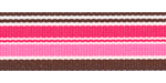 Pink/Dark Brown Stripe Grosgrain 