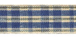 Plaid Ribbon Blue/Ivory/Gold