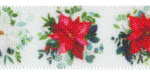 5/8" Poinsettias on White Satin Ribbon