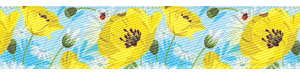 5/8" Yellow Poppy Print Satin Ribbon