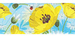 5/8" Yellow Poppy Print Satin Ribbon