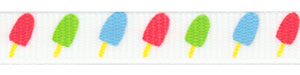 Popsicle Print on White Grosgrain Ribbon SPOOL SALE!