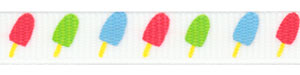 Popsicle Print on White Grosgrain Ribbon