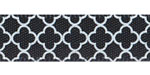 3/8" Quatrefoil Print on Black Satin Ribbon