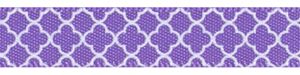 3/8" Quatrefoil Print on Delphinium Satin Ribbon SPOOL SALE!