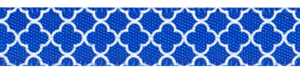 3/8" Quatrefoil Print on Electric Blue Satin Ribbon SPOOL SALE!